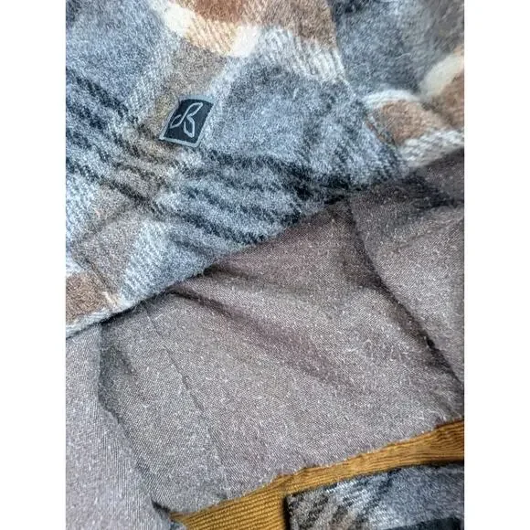 Prana Bolster Wool Blend Flannel Hooded Jacket Mens Medium Gray Plaid - Picture 4 of 11